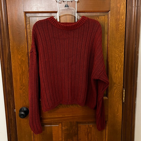 Rust Cropped slouchy mock-neck - Picture 1 of 3